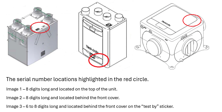 Where to find your MVHR serial number